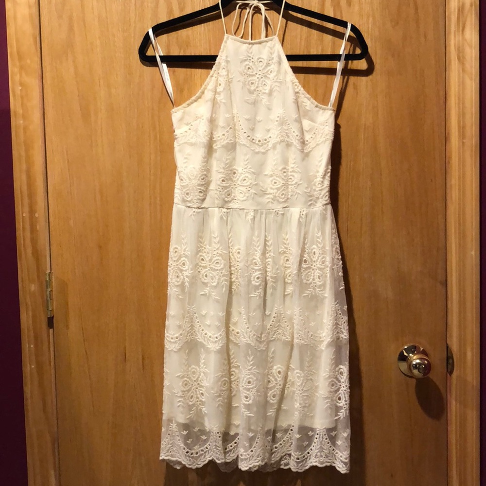 Blu pepper white halter lace dress